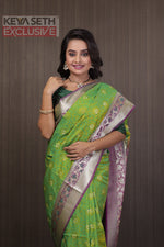Load image into Gallery viewer, Green Dual Tone Aarni Silk Saree - Keya Seth Exclusive