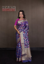 Load image into Gallery viewer, Purple Minakari Organza Saree with Red Border - Keya Seth Exclusive