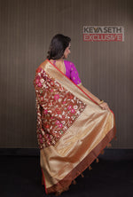 Load image into Gallery viewer, Brown Minakari Organza Saree with Red Border - Keya Seth Exclusive