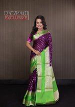 Load image into Gallery viewer, Magenta Soft Chanderi Silk Saree with Parrot Green Border - Keya Seth Exclusive
