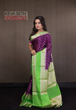 Load image into Gallery viewer, Magenta Soft Chanderi Silk Saree with Parrot Green Border - Keya Seth Exclusive