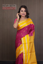 Load image into Gallery viewer, Pink Soft Chanderi Silk Saree with Yellow Border - Keya Seth Exclusive