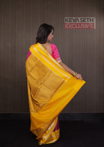 Load image into Gallery viewer, Pink Soft Chanderi Silk Saree with Yellow Border - Keya Seth Exclusive
