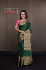 Load image into Gallery viewer, Deep Green Soft Silk Mahapar Saree - Keya Seth Exclusive