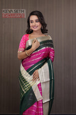 Load image into Gallery viewer, Pink and Deep Green Chanderi Silk Saree - Keya Seth Exclusive
