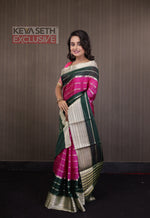Load image into Gallery viewer, Pink and Deep Green Chanderi Silk Saree - Keya Seth Exclusive