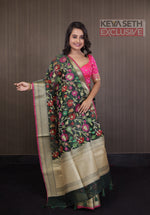 Load image into Gallery viewer, Green Minakari Organza Saree with Pink Border - Keya Seth Exclusive