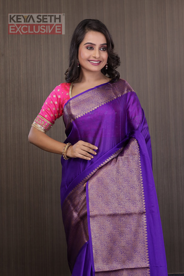 Purple Soft Silk Mahapar Saree - Keya Seth Exclusive