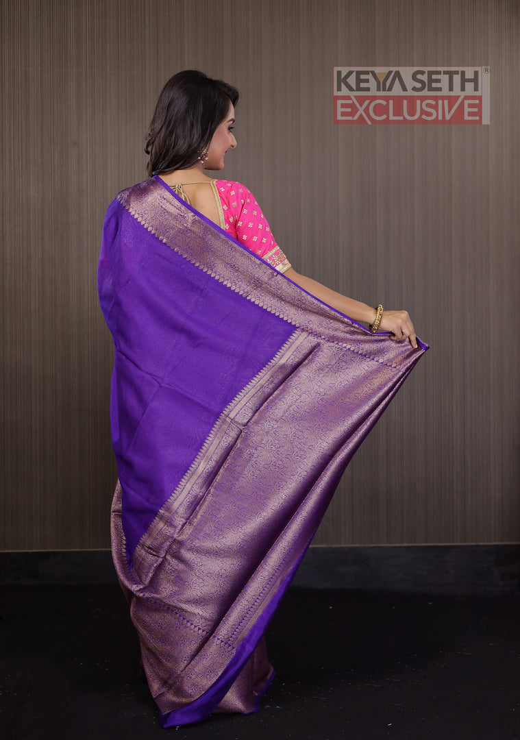 Purple Soft Silk Mahapar Saree - Keya Seth Exclusive