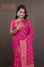 Load image into Gallery viewer, Deep Pink Matka Saree with Brocade Border - Keya Seth Exclusive