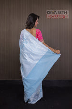 Load image into Gallery viewer, Sky Blue Soft Cotton Jamdani Saree - Keya Seth Exclusive
