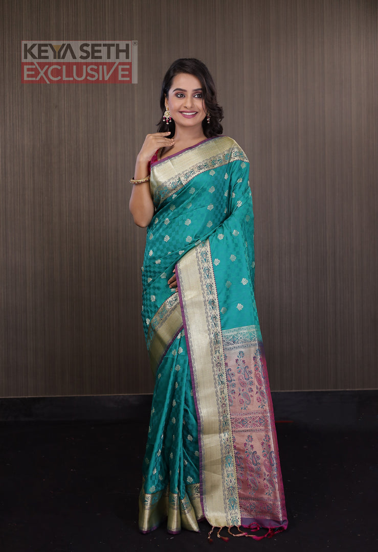 Rama Green Arani Silk Saree - Keya Seth Exclusive