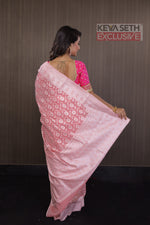 Load image into Gallery viewer, Light Peach Soft Cotton Jamdani Saree - Keya Seth Exclusive