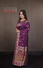 Load image into Gallery viewer, Purple Pattachitra Tussar Silk Saree - Keya Seth Exclusive