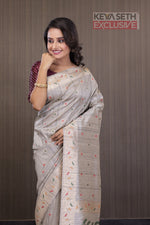 Load image into Gallery viewer, Grey Pattachitra Tussar Silk Saree - Keya Seth Exclusive