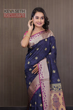Load image into Gallery viewer, Midnight Blue Aarni Silk Saree - Keya Seth Exclusive