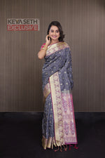Load image into Gallery viewer, Steel Grey Aarni Silk Saree - Keya Seth Exclusive