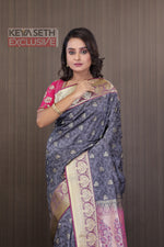 Load image into Gallery viewer, Steel Grey Aarni Silk Saree - Keya Seth Exclusive
