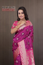 Load image into Gallery viewer, Magenta Arani Silk Saree - Keya Seth Exclusive