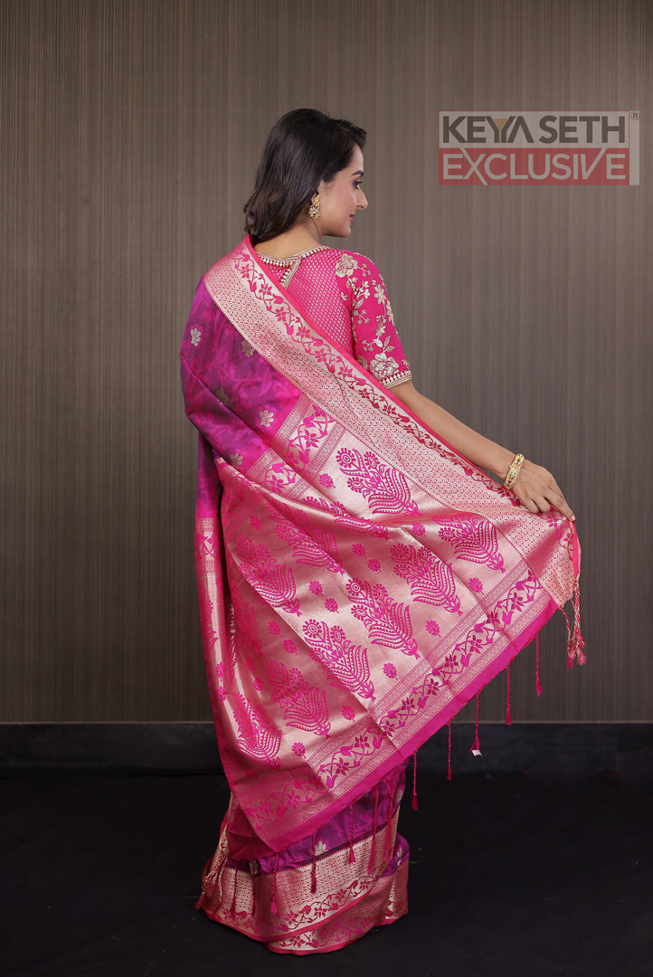 Magenta Arani Silk Saree - Keya Seth Exclusive
