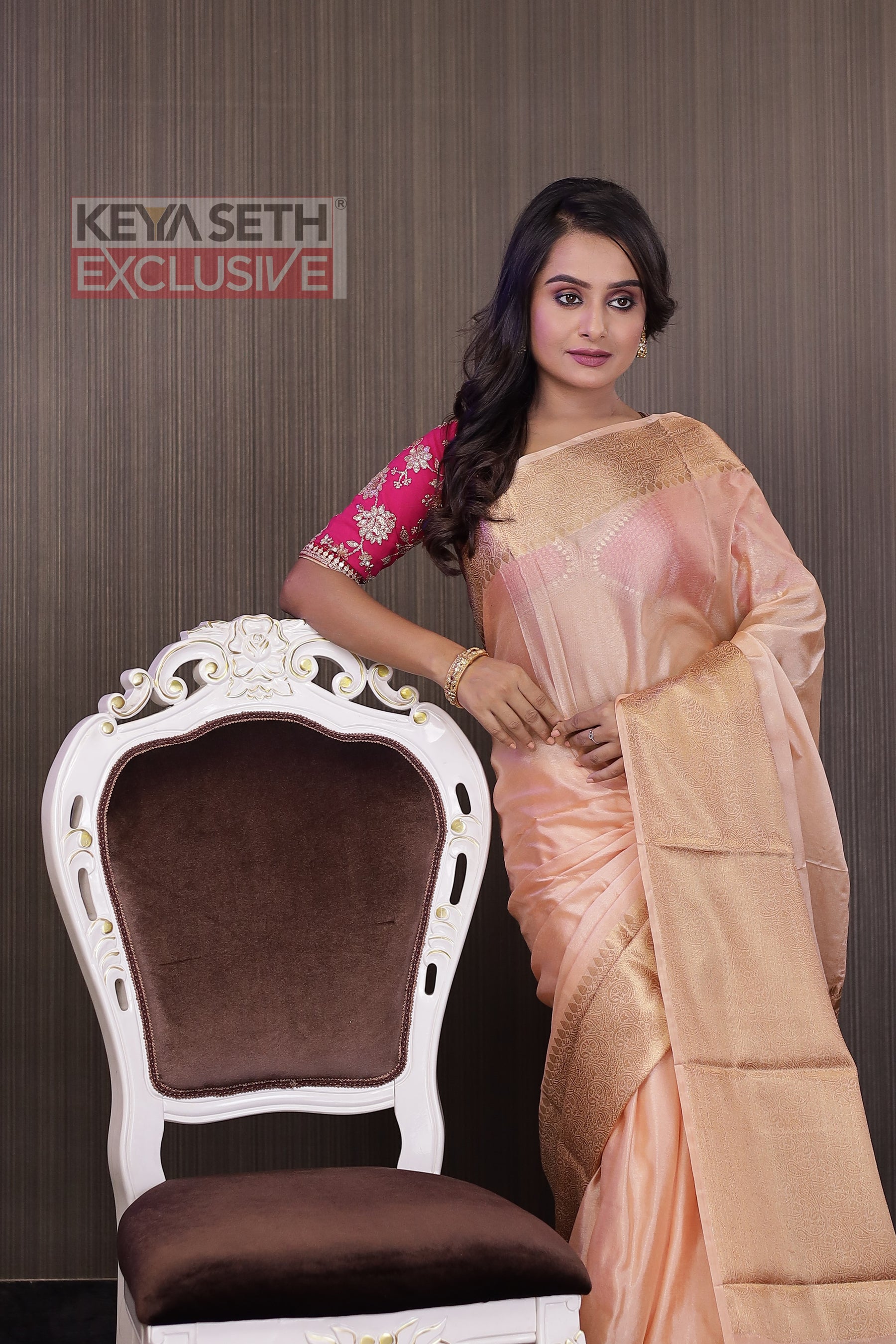 Beige Soft Silk Mahapar Saree - Keya Seth Exclusive