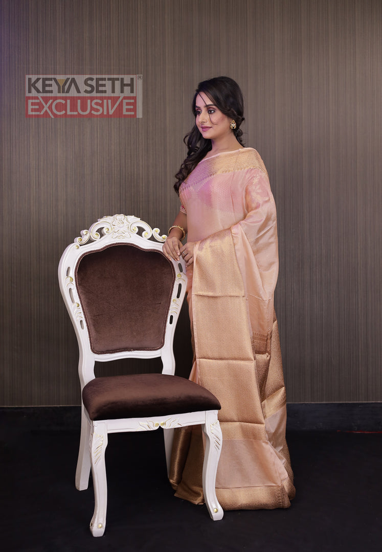 Beige Soft Silk Mahapar Saree - Keya Seth Exclusive