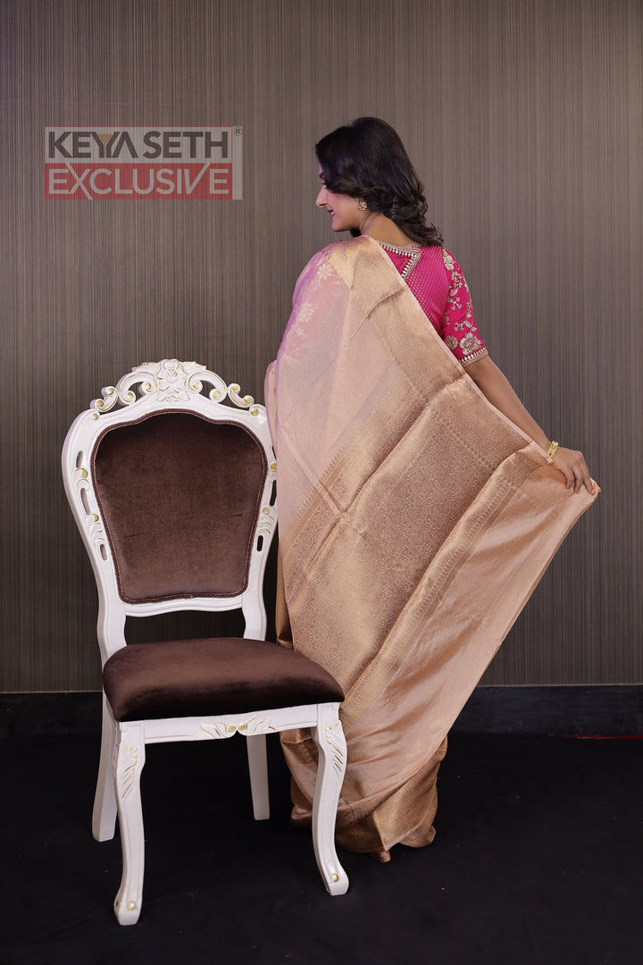 Beige Soft Silk Mahapar Saree - Keya Seth Exclusive