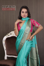 Load image into Gallery viewer, Sea Green Soft Silk Mahapar Saree - Keya Seth Exclusive
