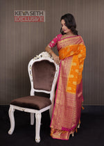 Load image into Gallery viewer, Orange Matka Saree with Pink Border - Keya Seth Exclusive