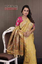 Load image into Gallery viewer, Yellow Ochre Pattachitra Tussar Silk Saree - Keya Seth Exclusive