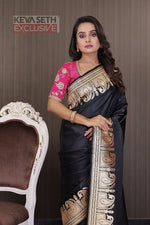 Load image into Gallery viewer, Black Shahi Katan Saree - Keya Seth Exclusive