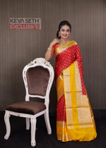 Load image into Gallery viewer, Red Soft Chanderi Silk Saree with Yellow Border - Keya Seth Exclusive
