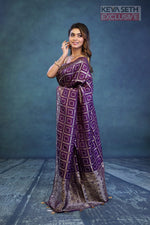 Load image into Gallery viewer, Purple Dola Silk Saree - Keya Seth Exclusive