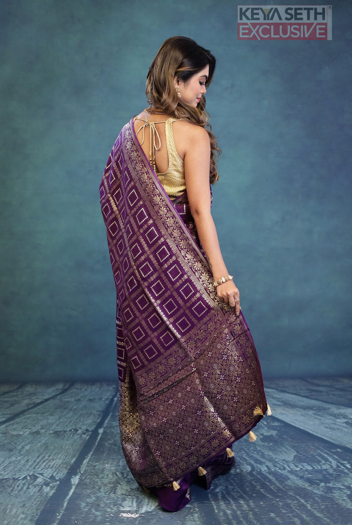Purple Dola Silk Saree - Keya Seth Exclusive