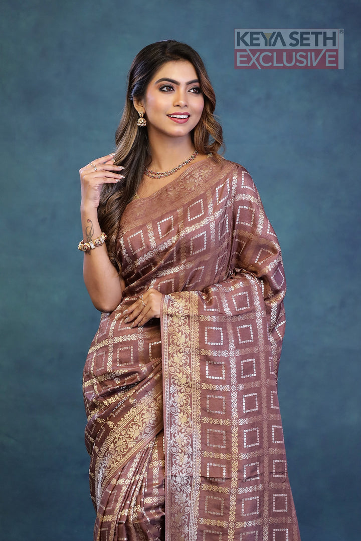 Brown Dola Silk Saree - Keya Seth Exclusive