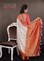 Load image into Gallery viewer, White with Red Matka Saree - Keya Seth Exclusive

