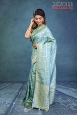 Load image into Gallery viewer, Turquoise Dola Silk Saree - Keya Seth Exclusive