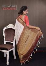 Load image into Gallery viewer, White with Maroon Matka Saree - Keya Seth Exclusive