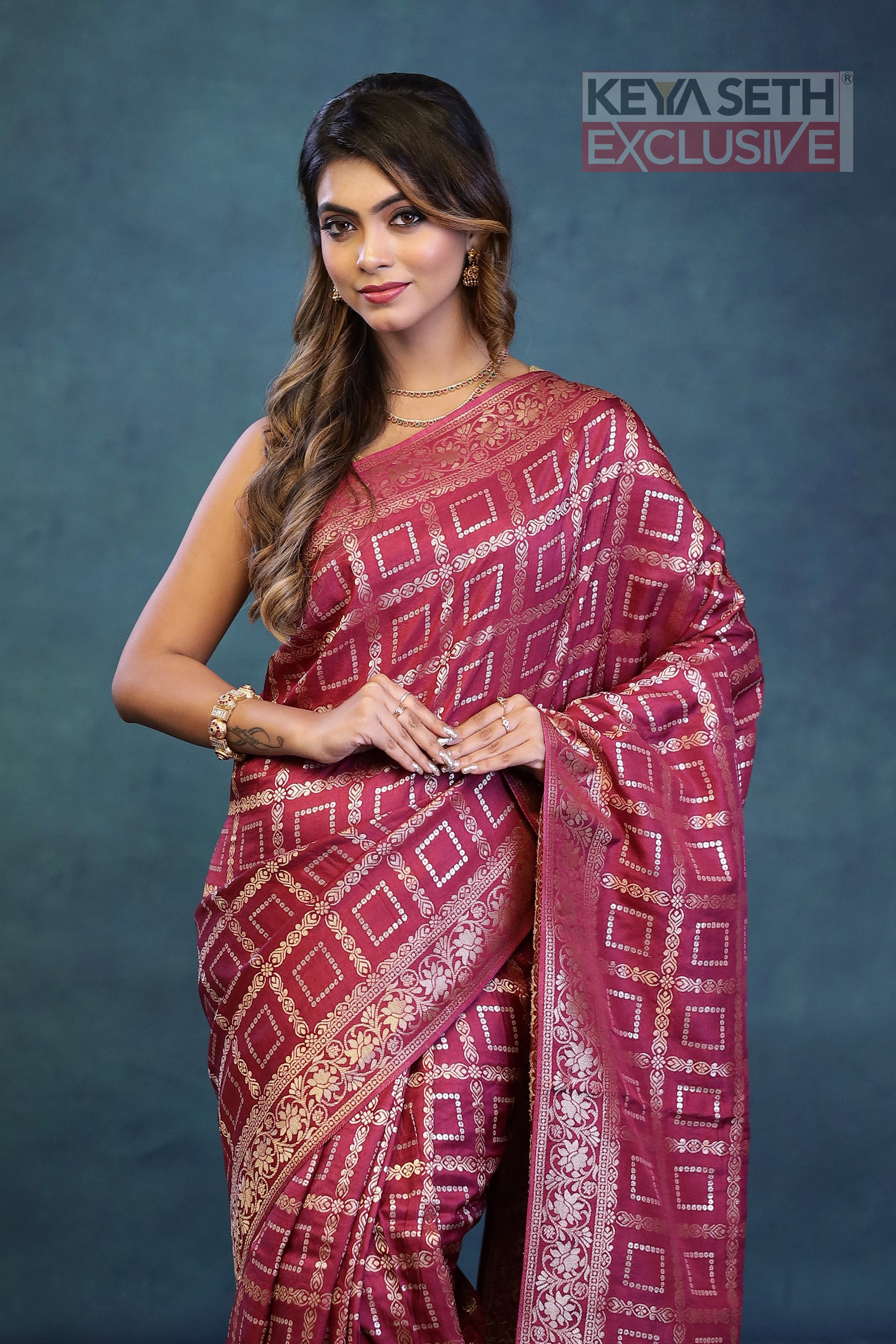 Magenta Dola Silk Saree - Keya Seth Exclusive