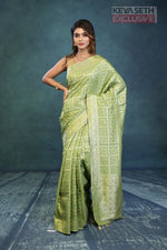 Load image into Gallery viewer, Green Dola Silk Saree - Keya Seth Exclusive