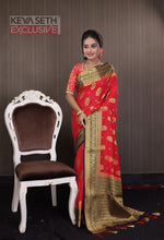 Load image into Gallery viewer, Red Matka Saree with Black Border - Keya Seth Exclusive