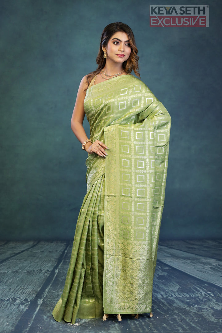 Green Dola Silk Saree - Keya Seth Exclusive