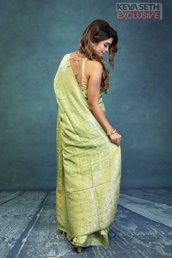 Green Dola Silk Saree - Keya Seth Exclusive