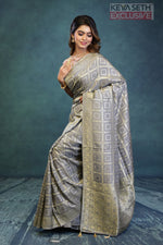 Load image into Gallery viewer, Grey Dola Silk Saree - Keya Seth Exclusive