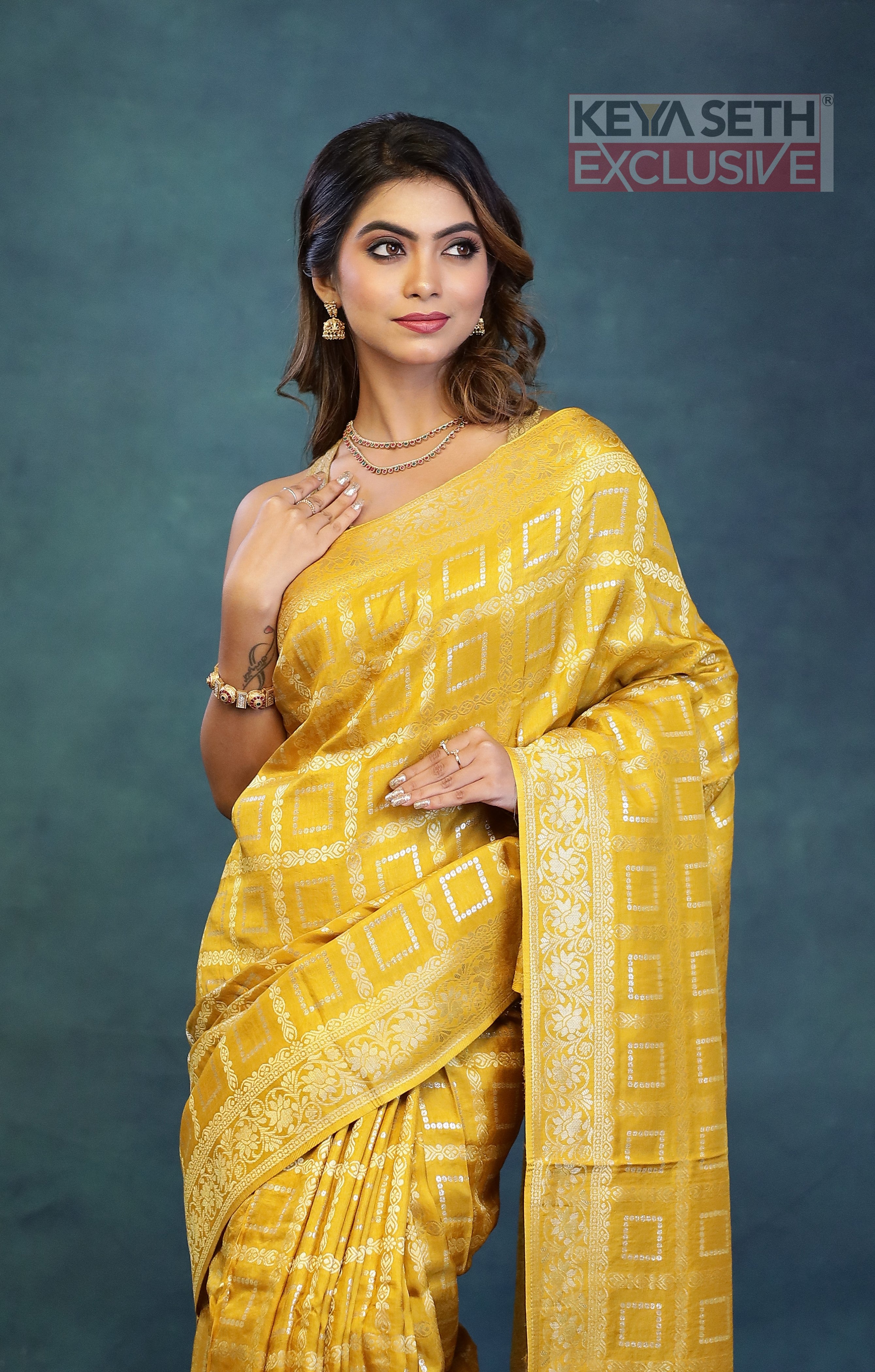 Yellow Dola Silk Saree - Keya Seth Exclusive