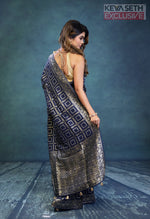 Load image into Gallery viewer, Navy Blue Dola Silk Saree - Keya Seth Exclusive