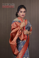 Load image into Gallery viewer, Grey Madurai Silk Saree - Keya Seth Exclusive
