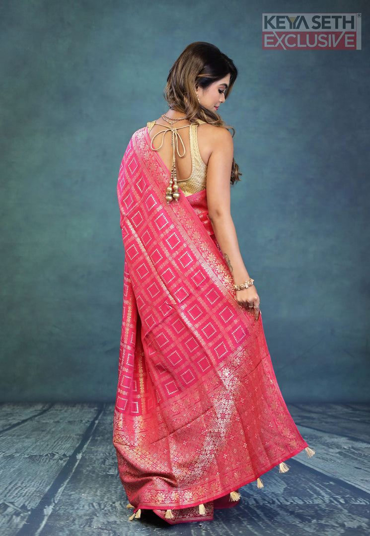 Pink Dola Silk Saree - Keya Seth Exclusive