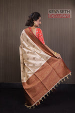 Load image into Gallery viewer, Beige and Red Tussar Saree - Keya Seth Exclusive
