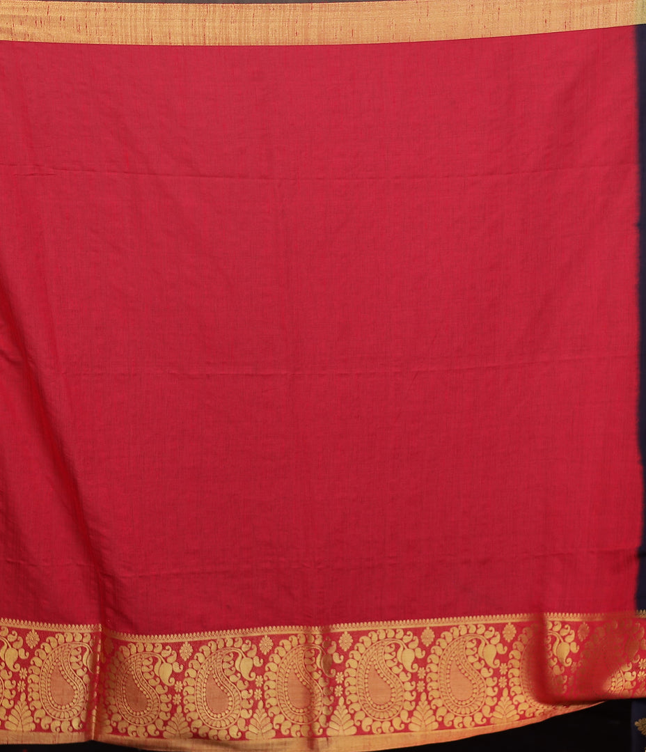 Black Matka Saree with Red Border and Golden Zari - Keya Seth Exclusive